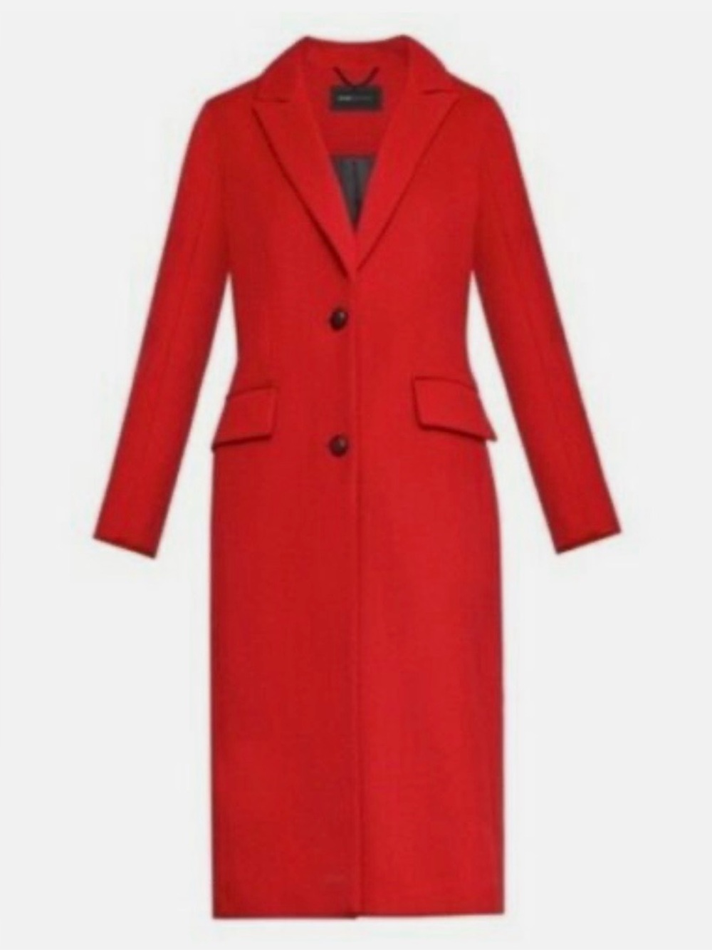 BCBGMaxAzria Red Long Single-Breasted Trench Coat